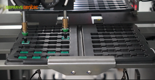 Inline PCB router machine depaneling a Tier-1 automotive ECU board under SPC control.